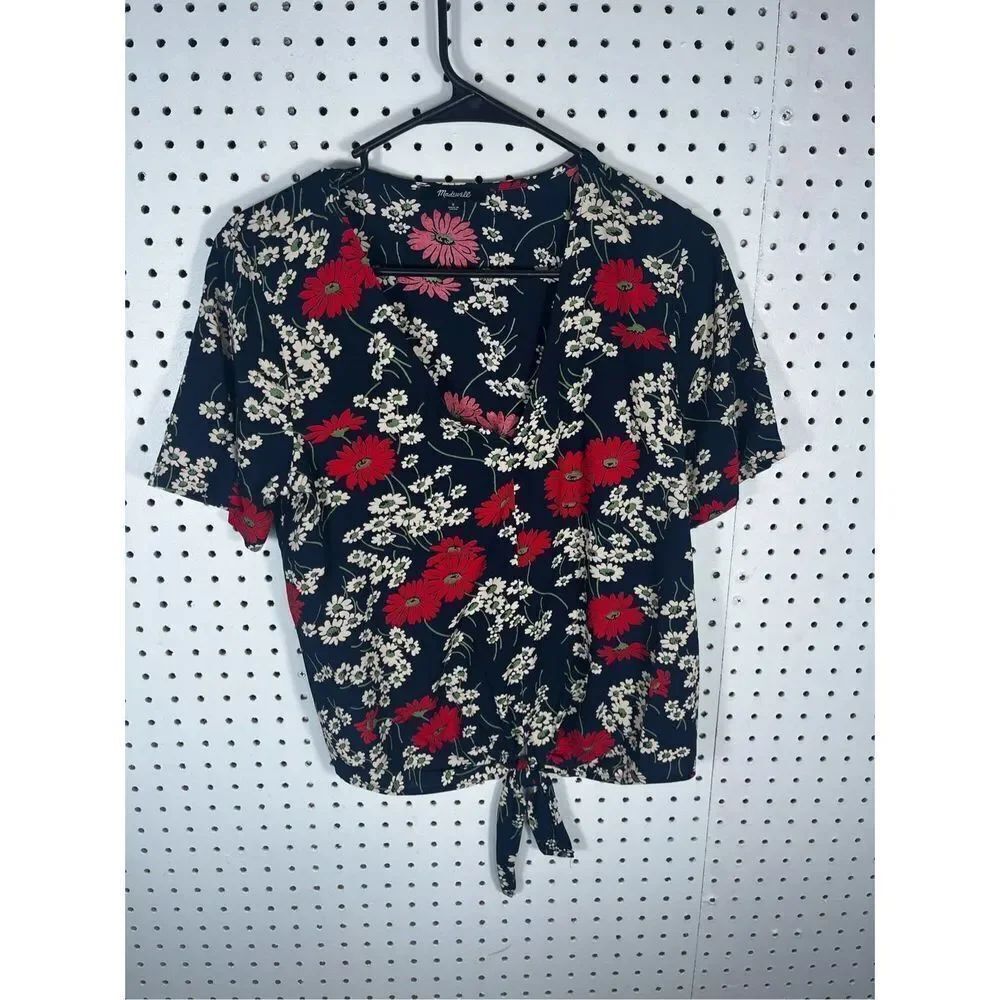 Madewell  floral tie front blouse size s